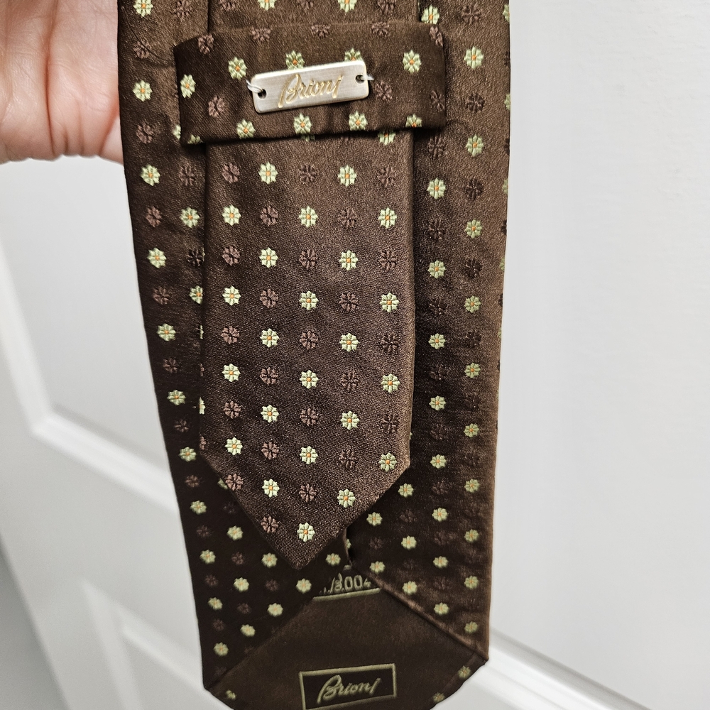 Brioni Brown and Green Patterned Tie